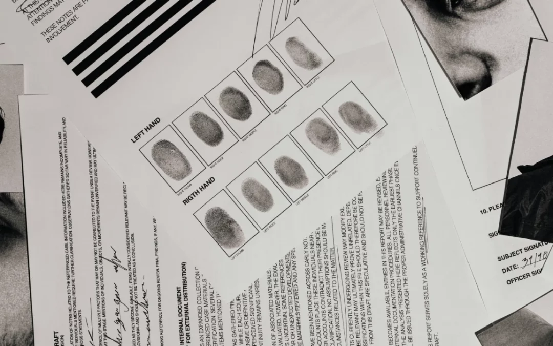 A fingerprint and padlock representing verification of criminal records