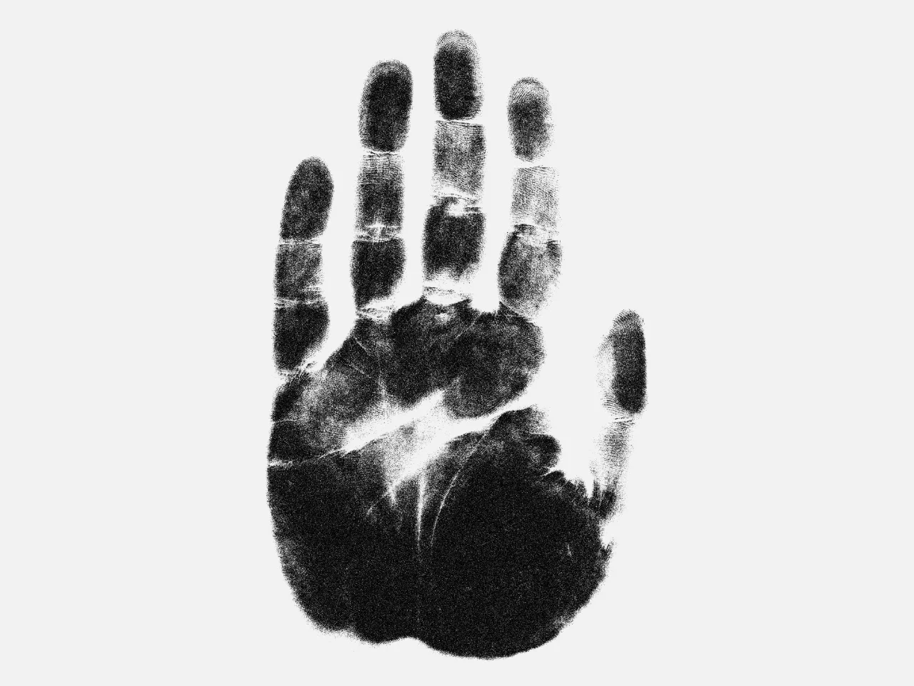 A hand print representing fingerprint verification of criminal records