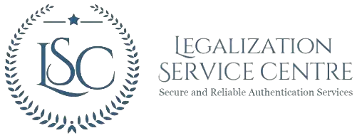 lsc-logo-clean Logo of Legalization Service Centre with LSC in large letters inside a laurel wreath. The text reads: Legalization Service Centre - Secure and Reliable Authentication Services in a formal font.